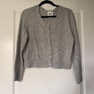 Aerie Gray Ribbed Button Up Cardigan Sweater - Soft Knit Long Sleeve V-Neck